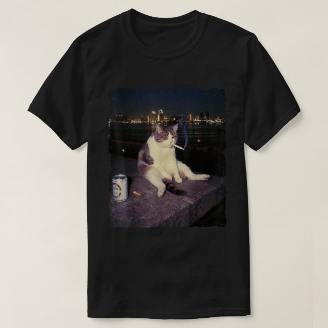 T-shirt Fumer Mème Chat Brainrot Design (Design devant)