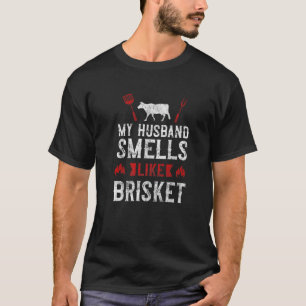 T-shirt Fumeur barbecue Papa Mon Mari Sent Comme La Vache 