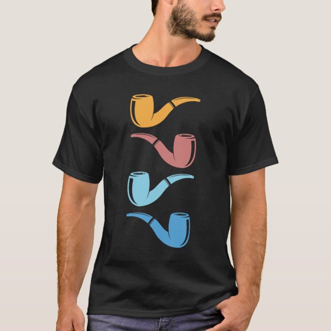 T-shirt Fumeur de tubes rétro fumeur de tuyaux colorés (Devant)
