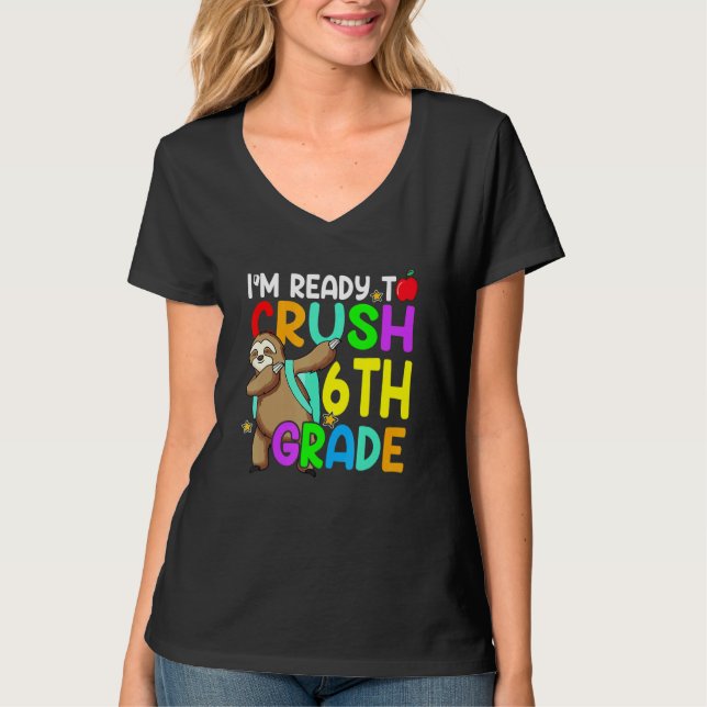 T-shirt Fun 6th Fourth Grade Dabbing Sloth Back To School  (Devant)