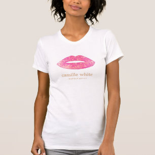 T-shirt Fun Artiste maquillage fille Lèvres de séquence ro