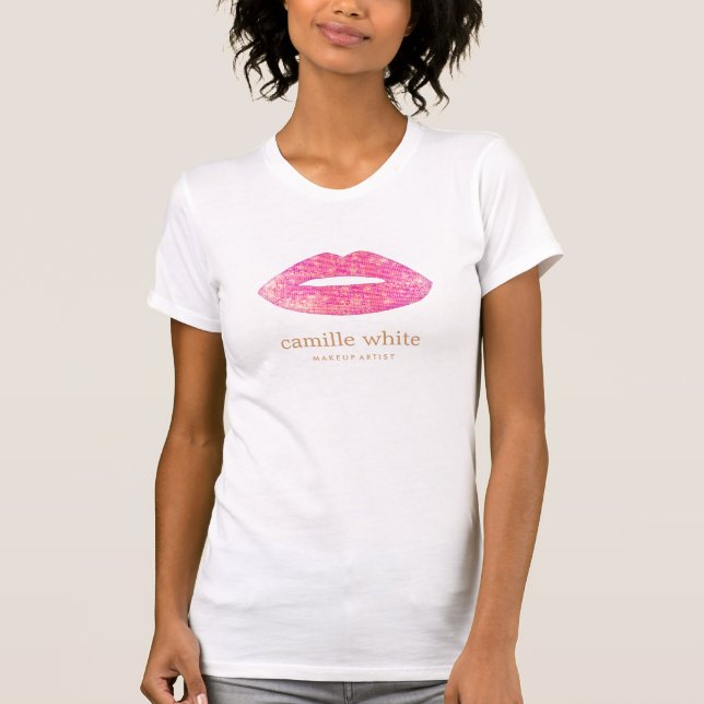 T-shirt Fun Artiste maquillage fille Lèvres de séquence ro (Devant)
