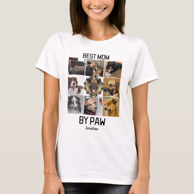 T-shirt Fun Best Mom By Paw Custom 9 Photo Collage (Devant)