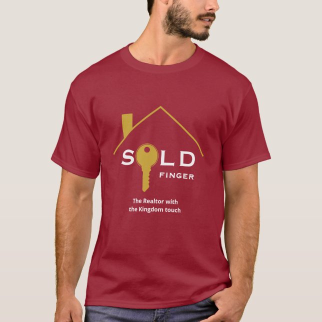 T-shirt Fun Black Gold VENDU FINGER Agent immobilier T-Shi (Devant)