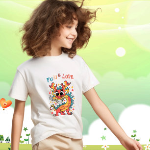 T-shirt Fun Carton Dragon Chinois Nouvel An Fu Kids Cadeau