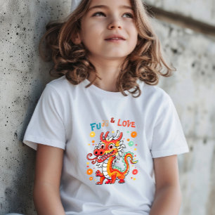 T-shirt Fun Carton Dragon Chinois Nouvel An Fu Kids Cadeau
