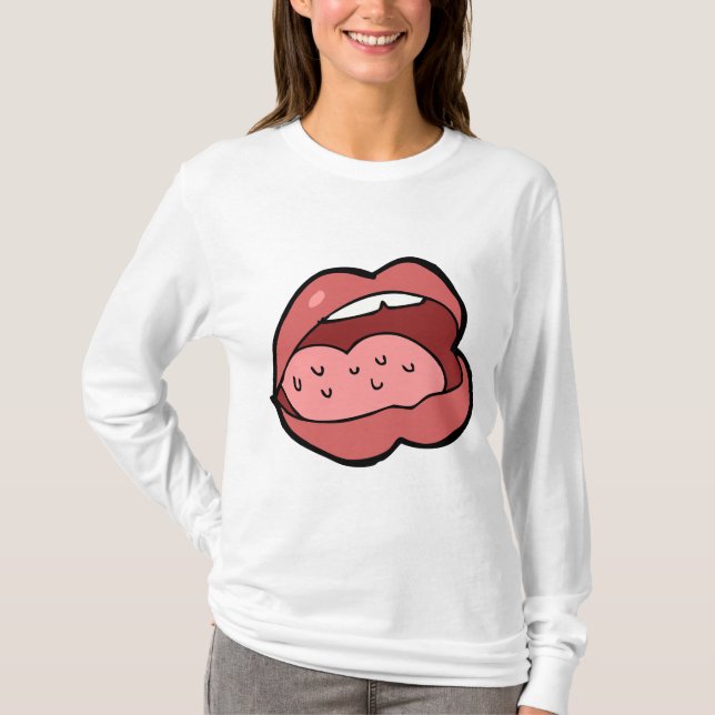 T-shirt Fun Cartoon Open Mouth and Lips (Devant)