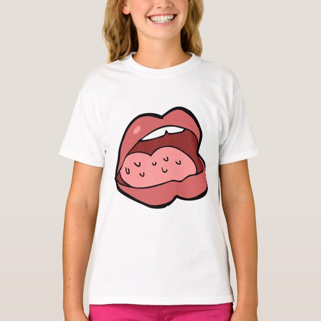 T-shirt Fun Cartoon Open Mouth and Lips (Devant)