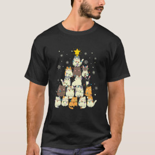 T-shirt Fun Christmas Cats Xmas Arbre
