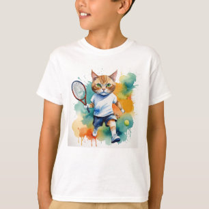 T-shirt Fun Cool Chat Joueur de tennis Humour animal