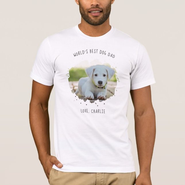 T-shirt Fun Custom Pet Photo Splash Best Chien Papa (Devant)