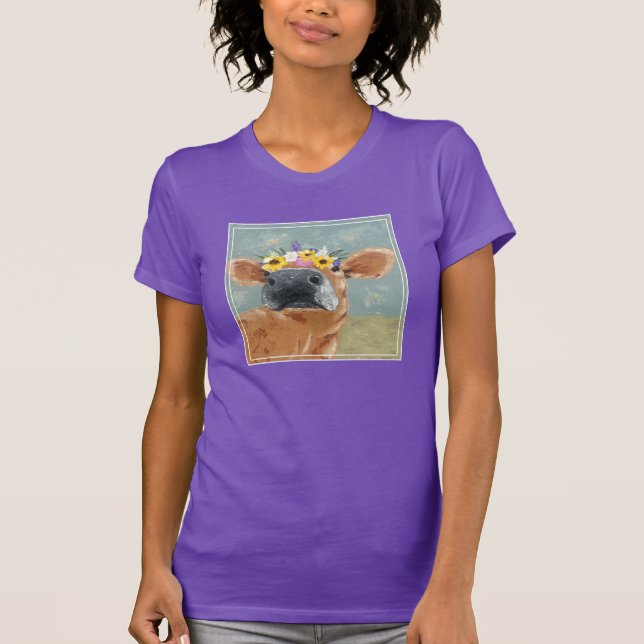 T-shirt Fun de ferme - Vache avec couronne de fleurs (Devant)
