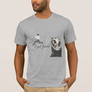 T-shirt Fun Fast Food Citation Angry Bear Man Running Humo