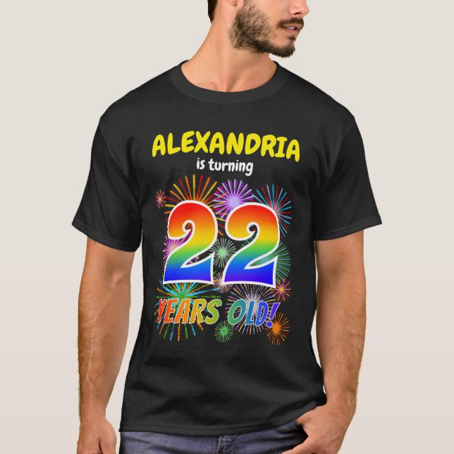 T-shirt Fun Fireworks, Rainbow Look "22", 22e anniversaire (Devant)