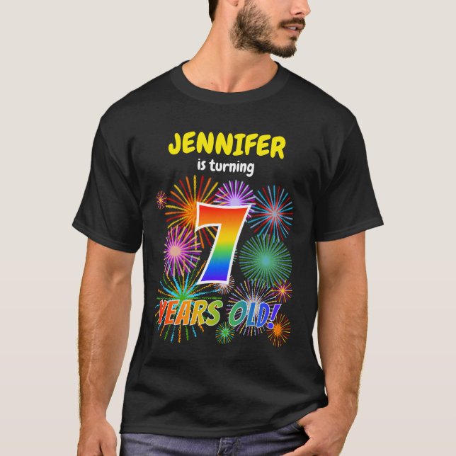 T-shirt Fun Fireworks, Rainbow Look "7", 7e anniversaire (Devant)