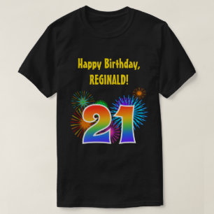 T-shirt Fun Fireworks + Rainbow Motif "21" Anniversaire #
