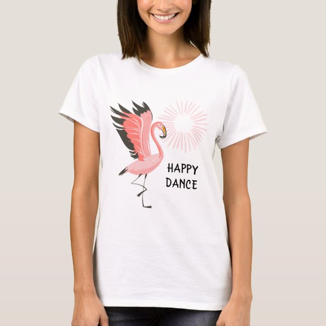 T-shirt Fun Girl Dancing Flamant rose rose (Devant)