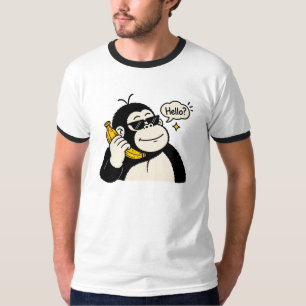 T-Shirt Fun Gorille Téléphone Banane