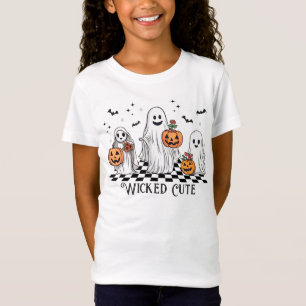 T-Shirt Fun Halloween méchant trio trio rétro damier