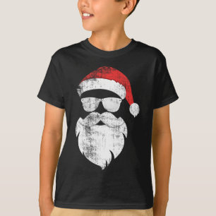 T-shirt Fun Hipster Père Noël Visage avec Casquette Beauté