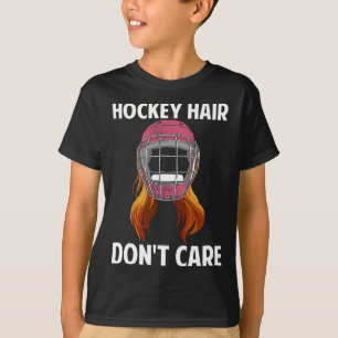 T-shirt Fun Hockey Hair s'en fiche Wintersports Female Hoc