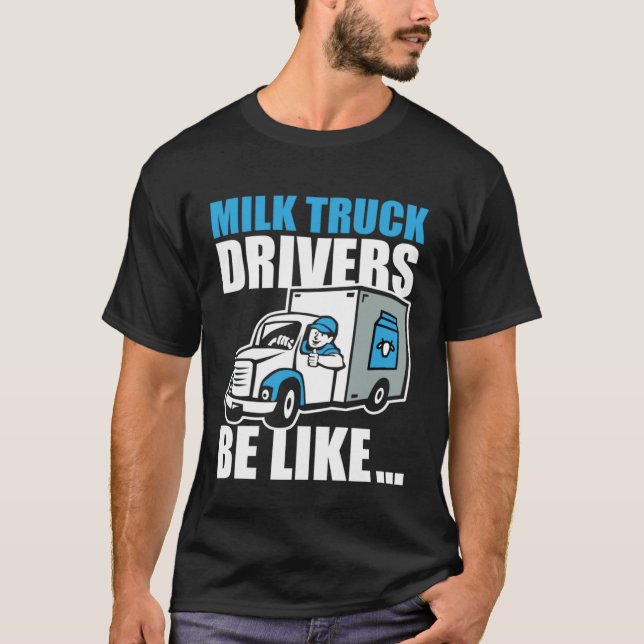 T-shirt Fun Lait Vache Laitier Fermier Ferme Lait Camion (Devant)