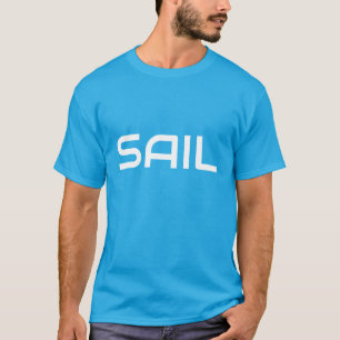T-shirt Fun Nautique Blanc SAIL Texte Turquoise Bleu Arriè
