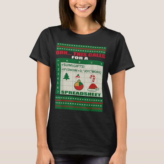 T-shirt Fun Oh This Calls For A Spreadsheet Christmas Swea (Devant)