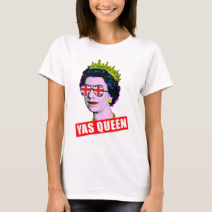 T-shirt Fun Pop art HM Queen avec des verres à crêpe union