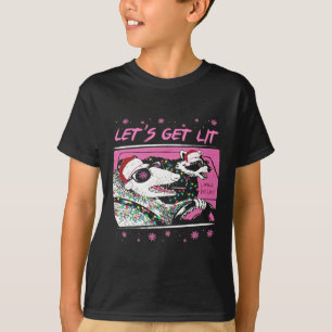 T-shirt Fun Possum Raccoon Lets Obtenir Trash Street Pink 
