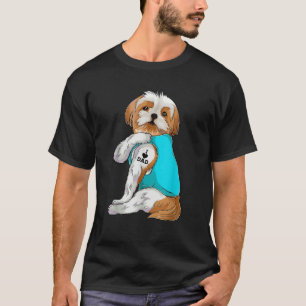 T-shirt Fun Shih Tzu I Love Papa Tattoo Vêtements Chien Pa