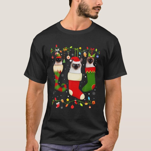T-shirt Fun Siamese Stocking Christmas Light Socks Xmas (Devant)