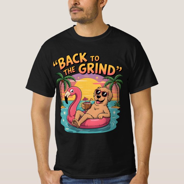 T-shirt Fun Vacances Chien Cool Golden Retriever Beach Shi (Devant)