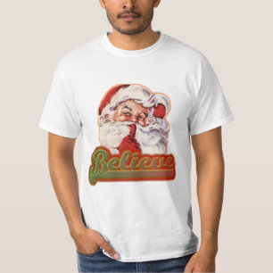 T-shirt Fun Vintage Whimsical Père Noël Believe