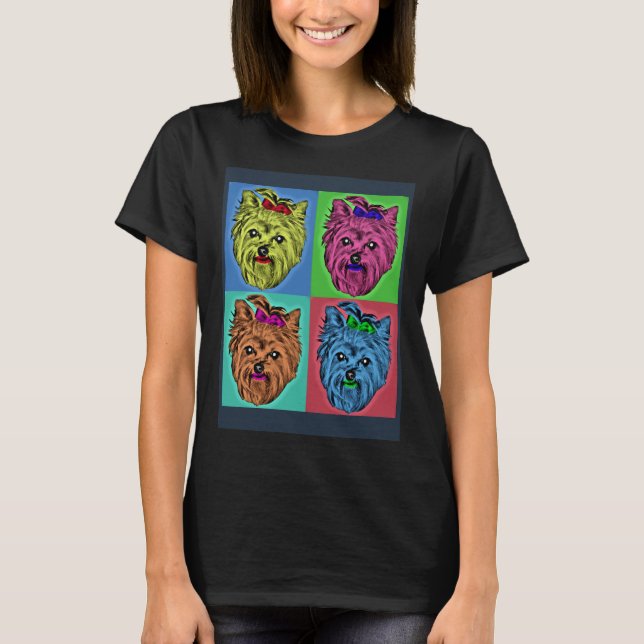T-shirt Fun Yorkshire Terrier Retro  Cute Yorkie Pop (Devant)
