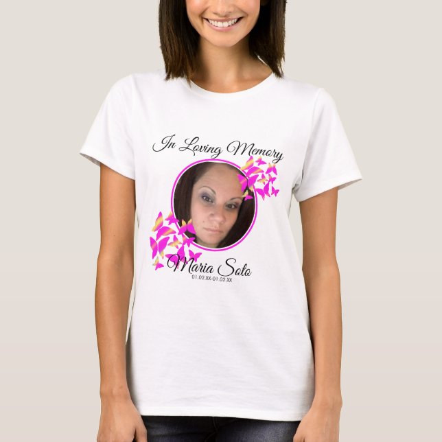 T-Shirt Funéraire Mémorial Papillons (Devant)