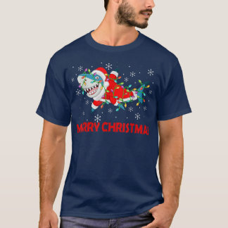 T-shirt Funk Shark Joyeux Noël Lumières de Noël Sanat Shar