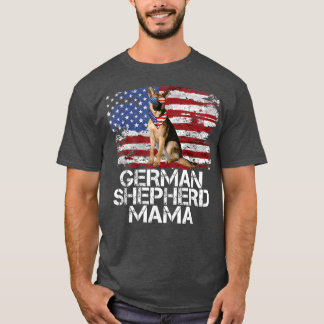 T-shirt Funky 4 Juillet berger allemand MAMA AMERICAN FLAG