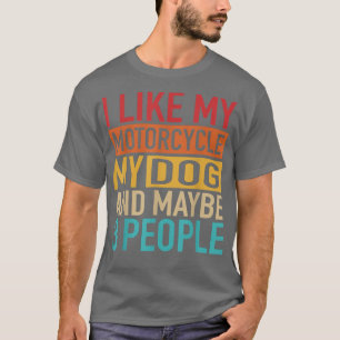 T-shirt Funky Biker J'aime Ma Moto, Chien Et 3 Personnes