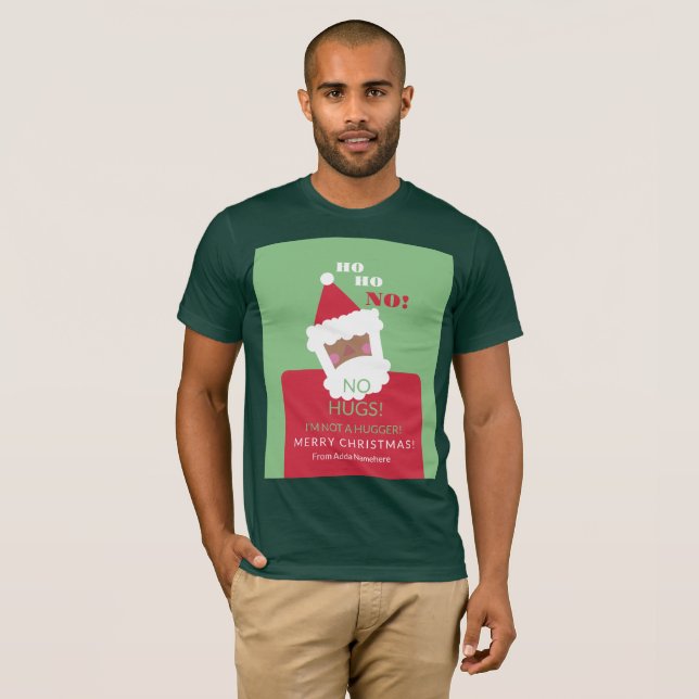 T-shirt Funky Black Père Noël Pas de câlin Douille moche X (Devant entier)
