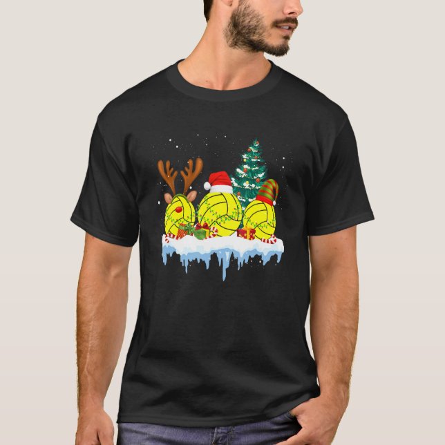 T-shirt Funky Christmas Water Polo Ball Père Noël Reindeer (Devant)