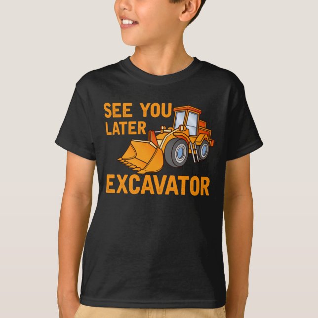 T-shirt Funky Construction Excavator Dit Garçons Toddler (Devant)