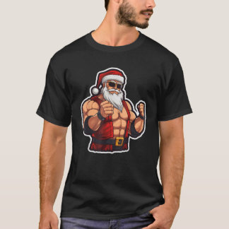 T-shirt Funky Cool Père Noël Bodybuilder C