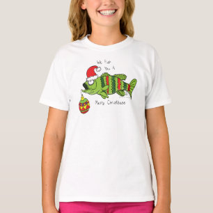 T-shirt Funky Fishing Christmas Bass Fish Cute Cartoon
