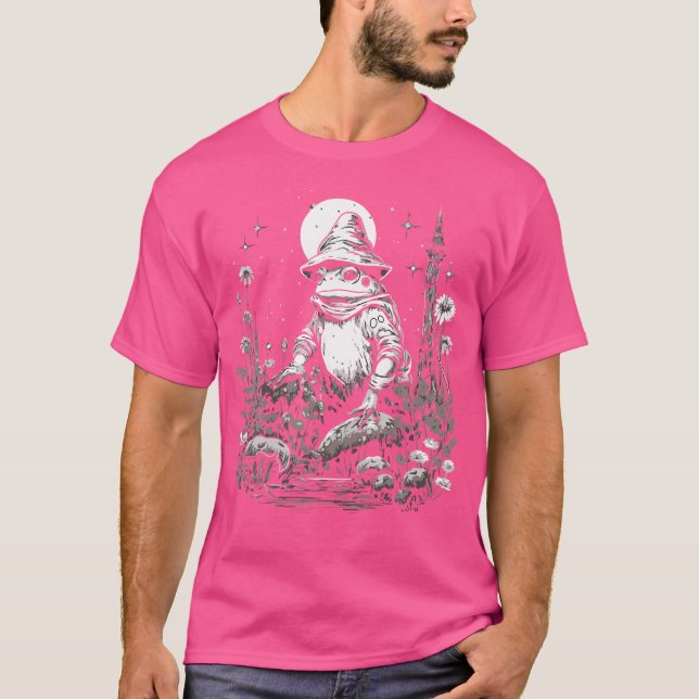 T-shirt Funky Frog Wizard Cottagecore Champignons (Devant)