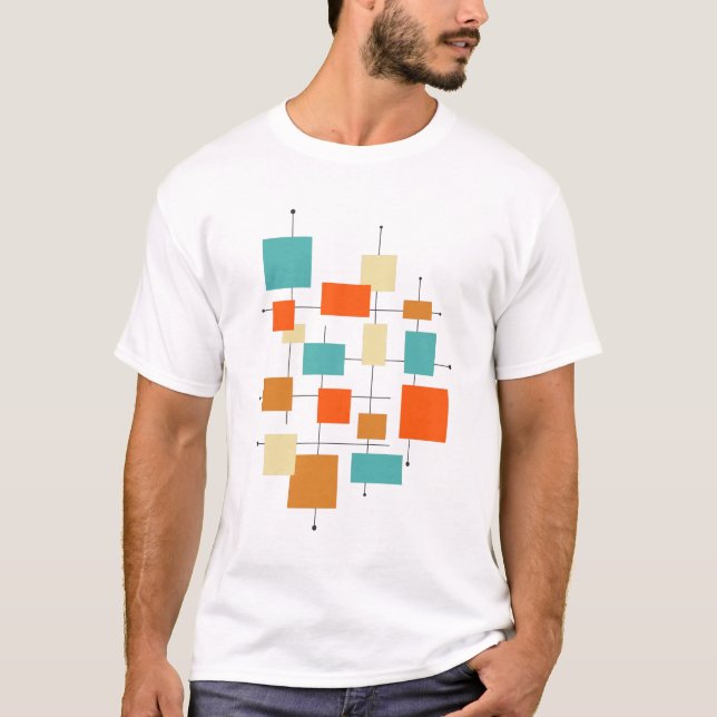 T-shirt Funky géométrique Carré du milieu du siècle rétro (Devant)