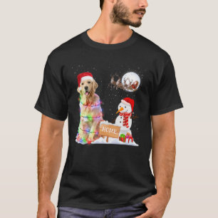 T-shirt Funky Golden Retriever Chien Noël Snowman Noël Noë