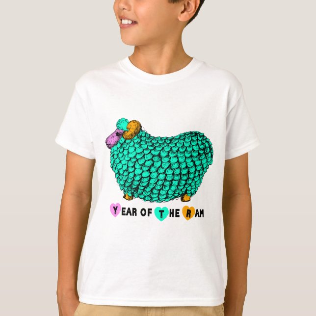 T-shirt Funky Green Ram Chinois Nouvel An Zodiac K Blanc T (Devant)