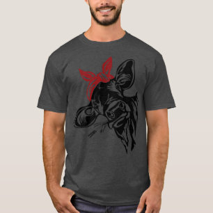 T-shirt Funky Heifer Red Bandana Nibbling Rice Cattle Farm