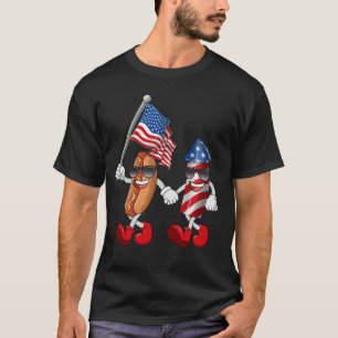 T-shirt Funky Hot Dog Firecracker 4 juillet Merica USA